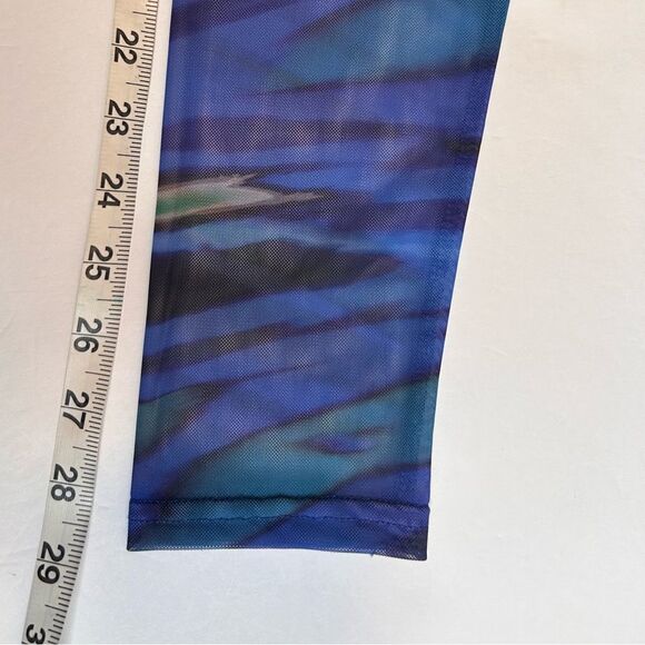 NWT PrettyLittleThing Tall BlueTextured Print Mesh CutOut Front Bodycon Dress 10 - Picture 12 of 16